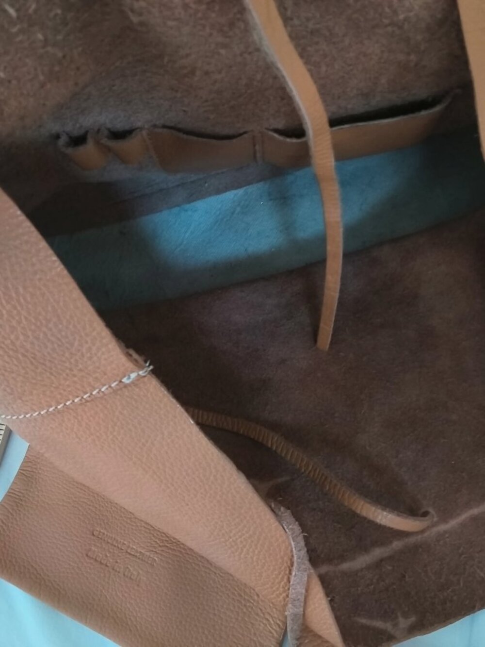 brown leather tote bag, made in Italy - Picture 5 of 7